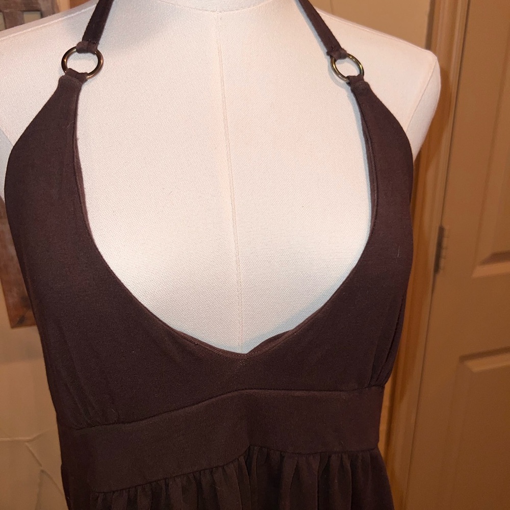 Brown Halter Maxi Dress